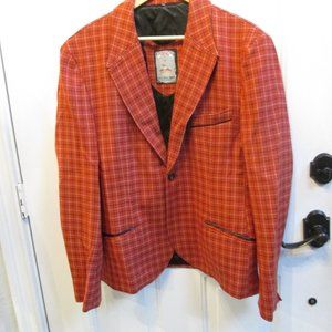 Vtg LORDS hand made men's RED wool plaid jacket 40
